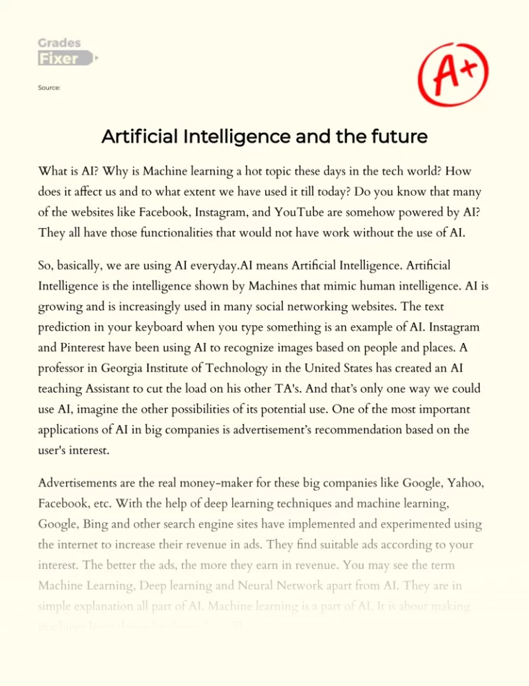 How Artificial Intelligence Will Change The Future Essay?