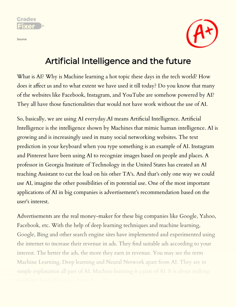 artificial intelligence essay topics