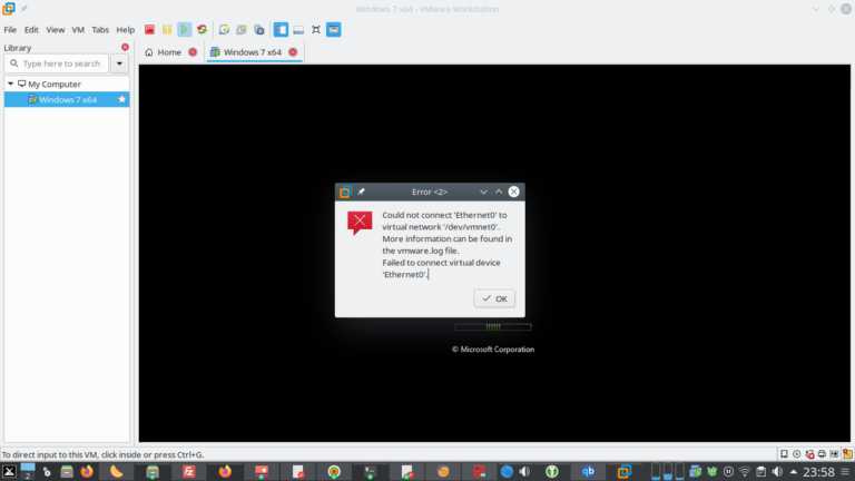 Could Not Connect ‘ethernet0’ To Virtual Network ‘vmnet8’?