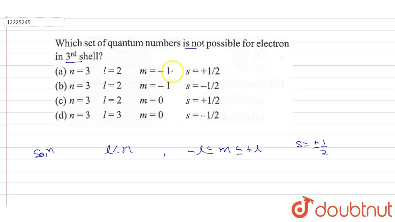 What Set Of Quantum Numbers Is Possible