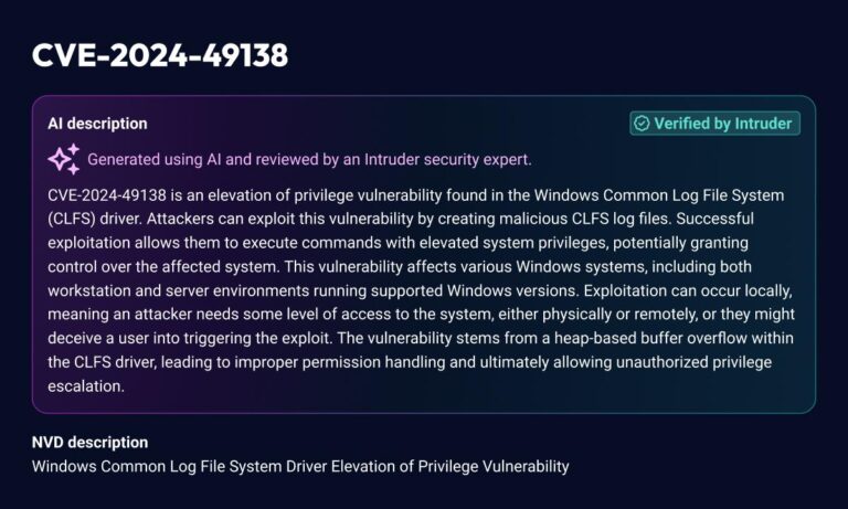 Intruder Enhances Free Vulnerability Intelligence Platform ‘Intel’ with AI-Generated CVE Descriptions – Latest Hacking News